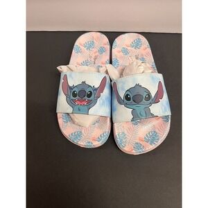 Disney Lilo & Stitch Women's Slide Sandals Size 7 Blue Pink Tropical
